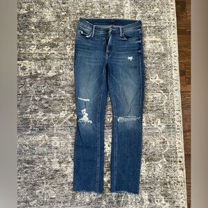 Mother Denim, mid rise, stretch, blue denim jeans.